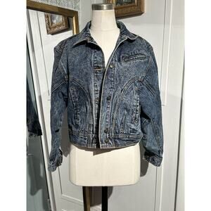 Vintage 80s Nuovo Industriale Aero Squad Jean Crop Jacket Denim Size Small